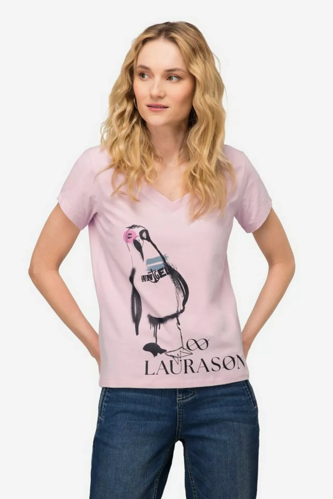 Laurasøn Rundhalsshirt T-Shirt Möwe V-Ausschnitt Halbarm günstig online kaufen