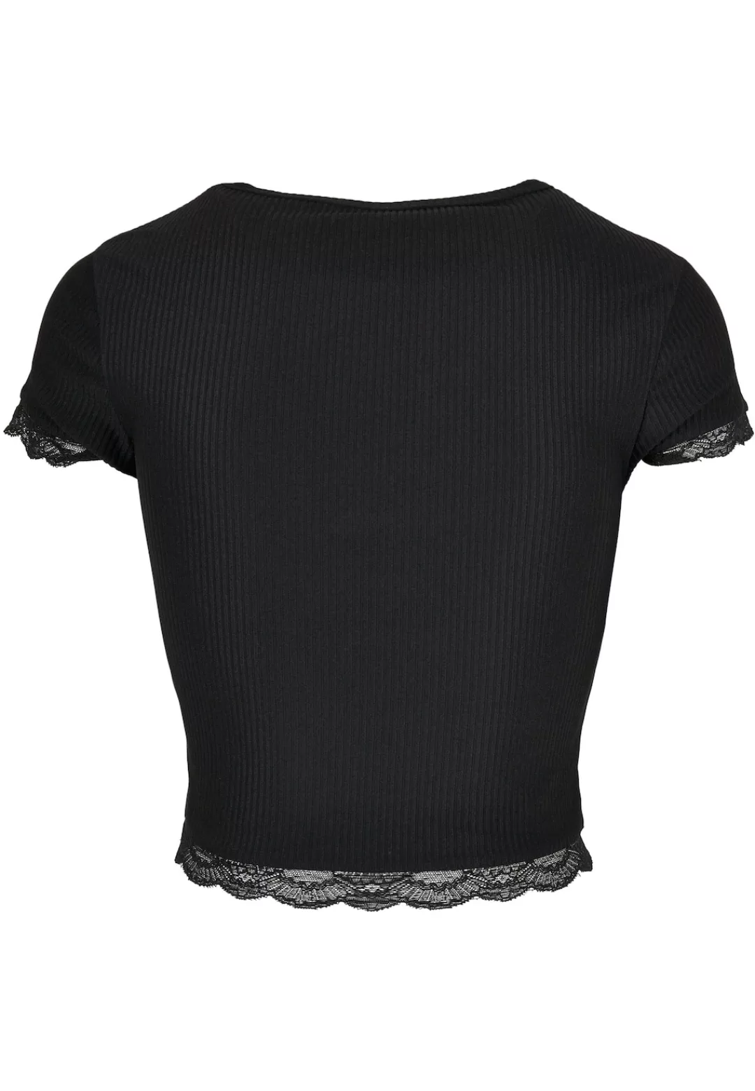 URBAN CLASSICS T-Shirt "Urban Classics Damen Ladies Cropped Lace Hem Tee" günstig online kaufen