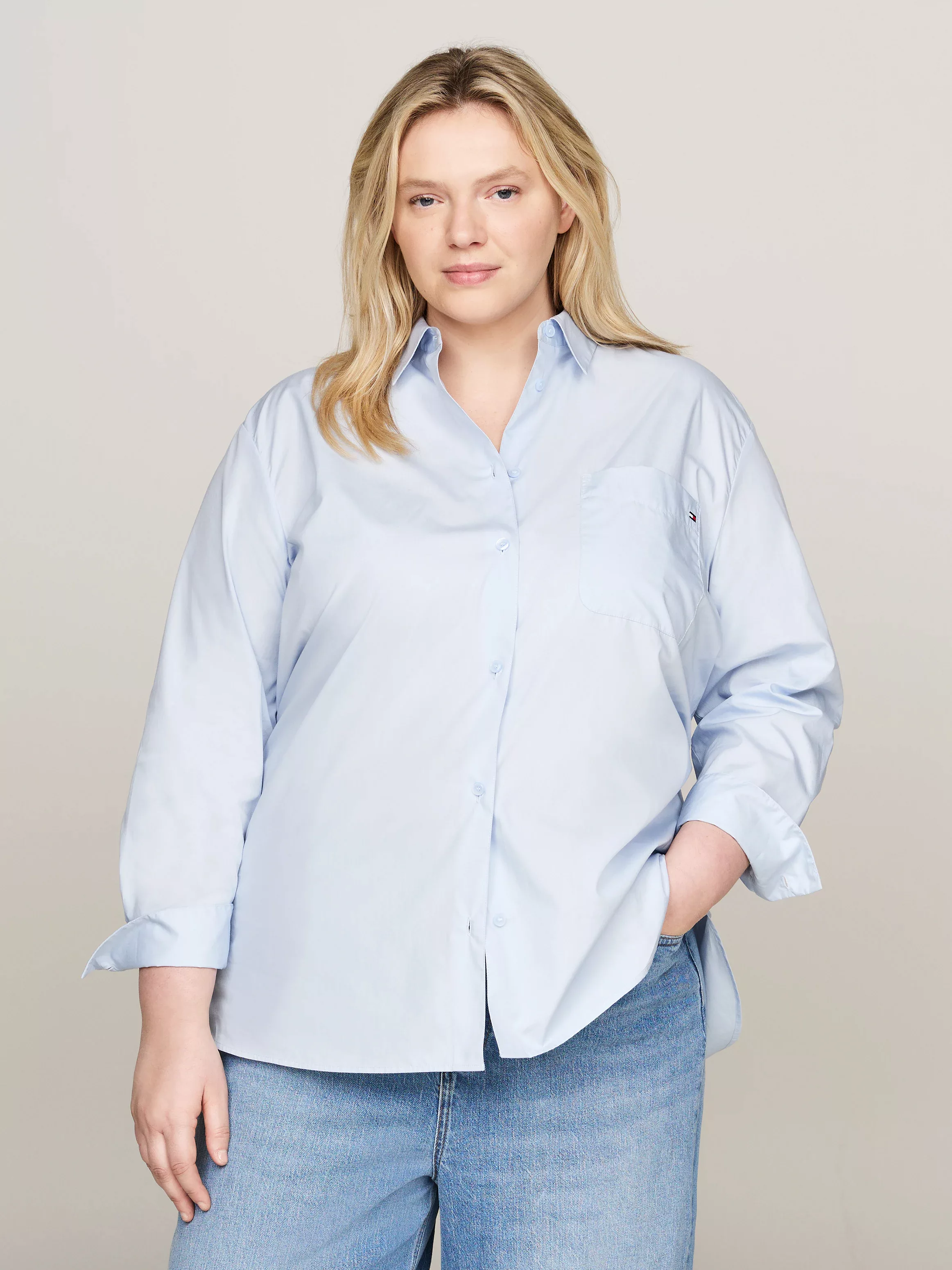 Tommy Hilfiger Curve Hemdbluse "CRV ESS COTTON EASY FIT SHIRT", in Großen G günstig online kaufen