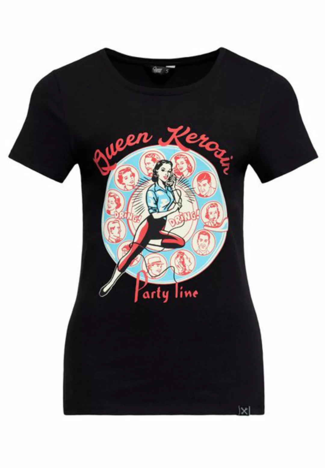 QueenKerosin T-Shirt Party Line (1-tlg) mit 50s Artwork günstig online kaufen