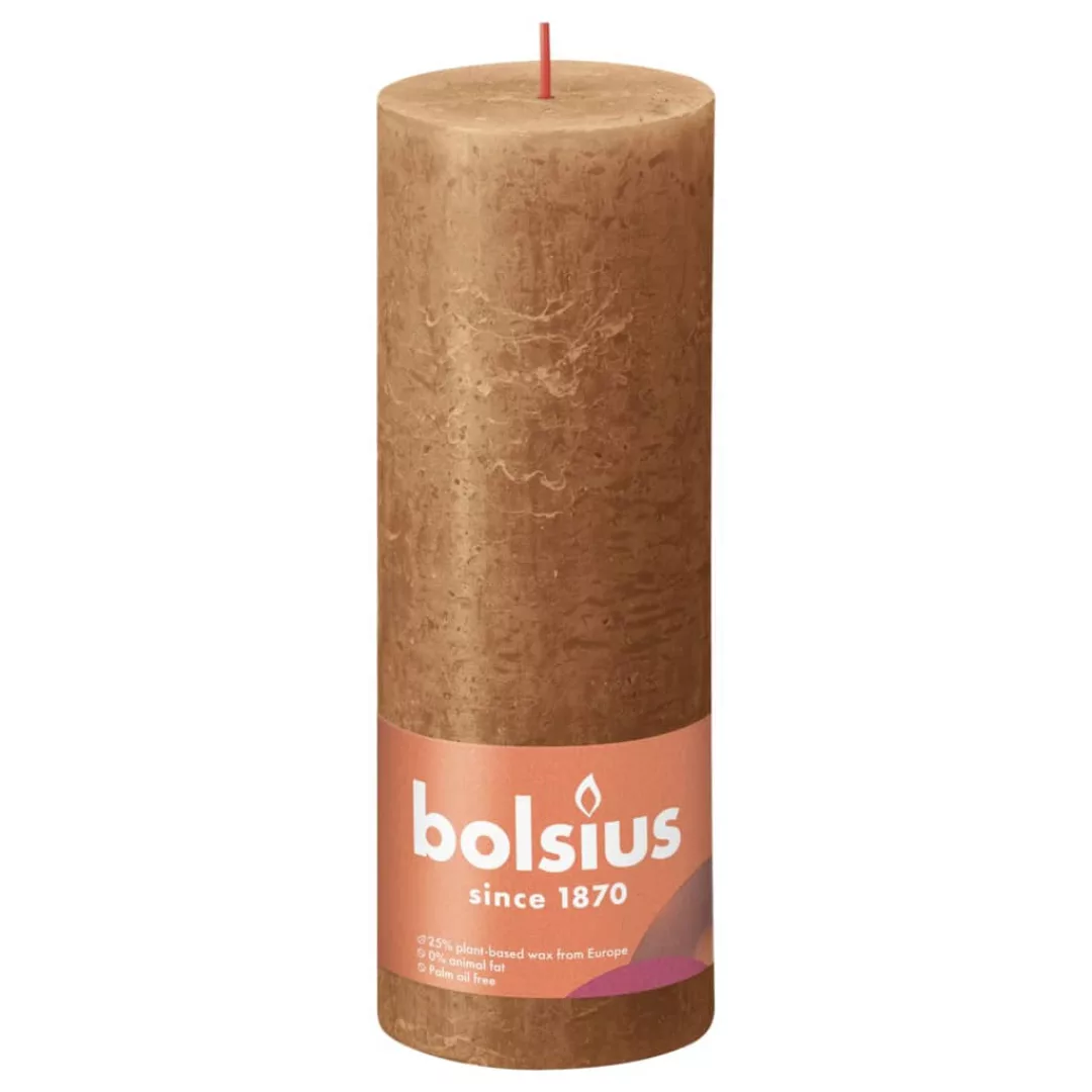 Bolsius Rustikale Stumpenkerzen Shine 4 Stk. 190x68 Mm Gewürzbraun günstig online kaufen