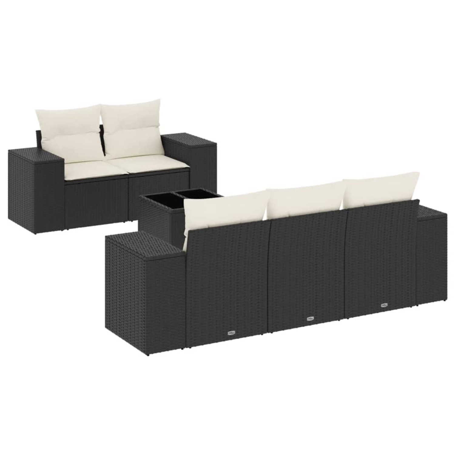 vidaXL 6-Tlg Garten-Sofagarnitur mit Kissen Schwarz Poly Rattan 3254633 günstig online kaufen