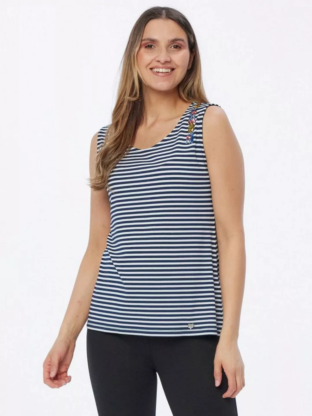 MONACO blue Tanktop mit Querstreifen und Schmucksteinen günstig online kaufen