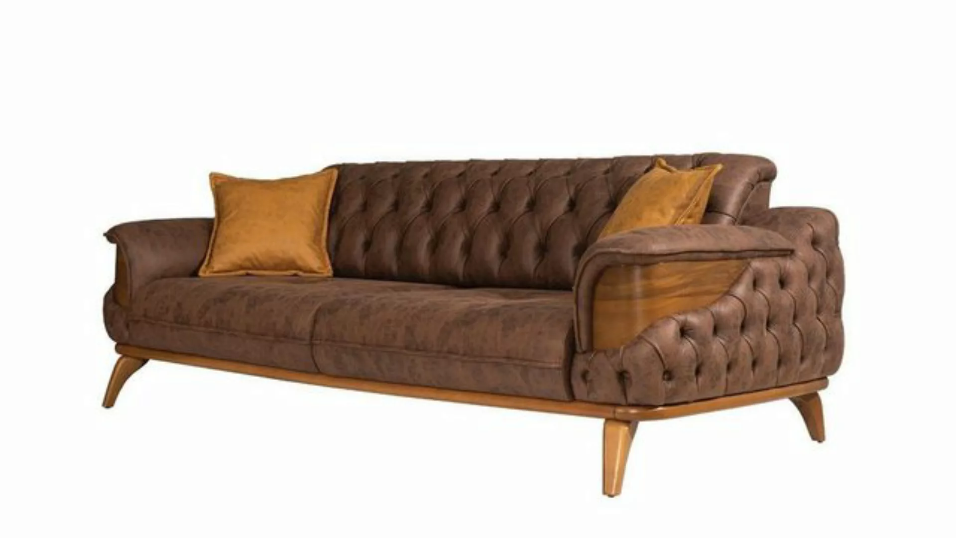 JVmoebel 3-Sitzer Dreisitzer Sofa Sitzer Chesterfield Leder Braun Design Wo günstig online kaufen