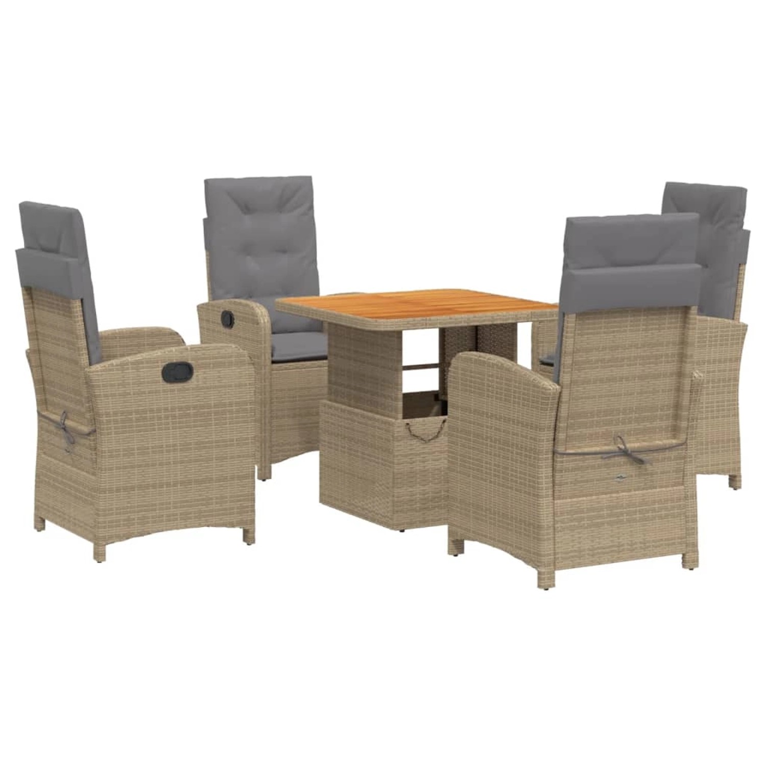 vidaXL 5-Tlg Garten-Essgruppe mit Kissen Beige Poly Rattan 3277362 günstig online kaufen