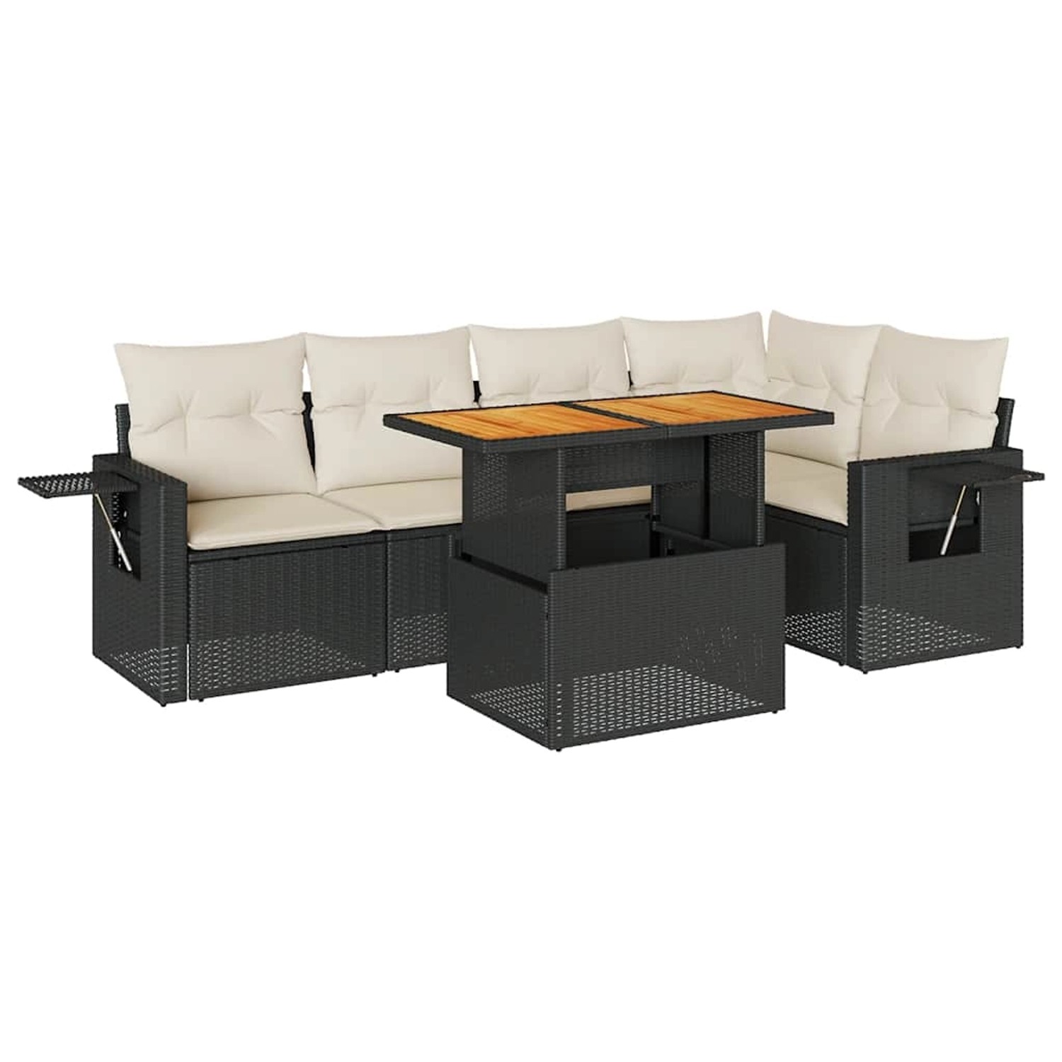 vidaXL 6-Tlg Garten-Sofagarnitur mit Kissen Schwarz Poly Rattan 3327150 günstig online kaufen