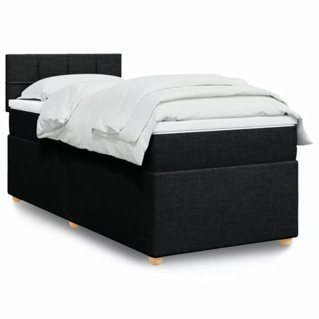 vidaXL Boxspringbett, Boxspringbett mit Matratze Schwarz 90x200 cm Stoff günstig online kaufen