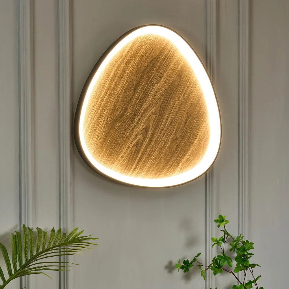 LED-Wandleuchte Bezi, holz hell, Ø 65 cm, Holz, CCT günstig online kaufen