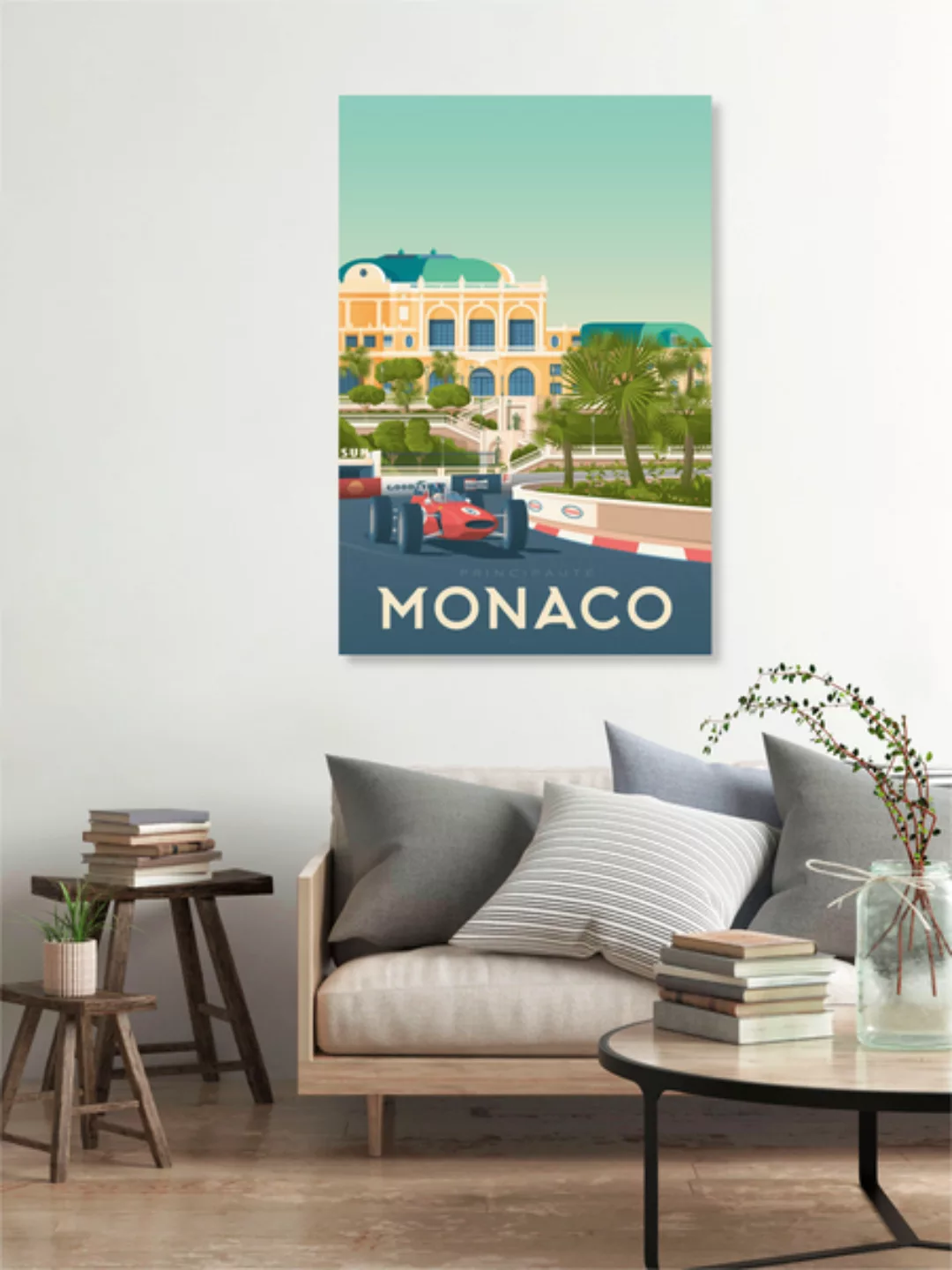 Poster / Leinwandbild - Monaco Vintage Travel Wandbild günstig online kaufen