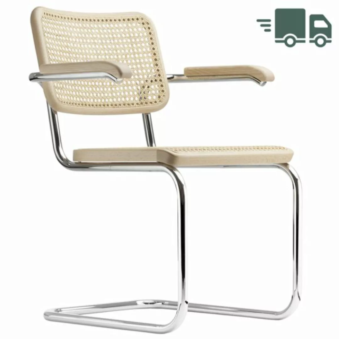 THONET S 64 V | Buche natur | Stahlrohr-Freischwinger mit Armlehnen günstig online kaufen