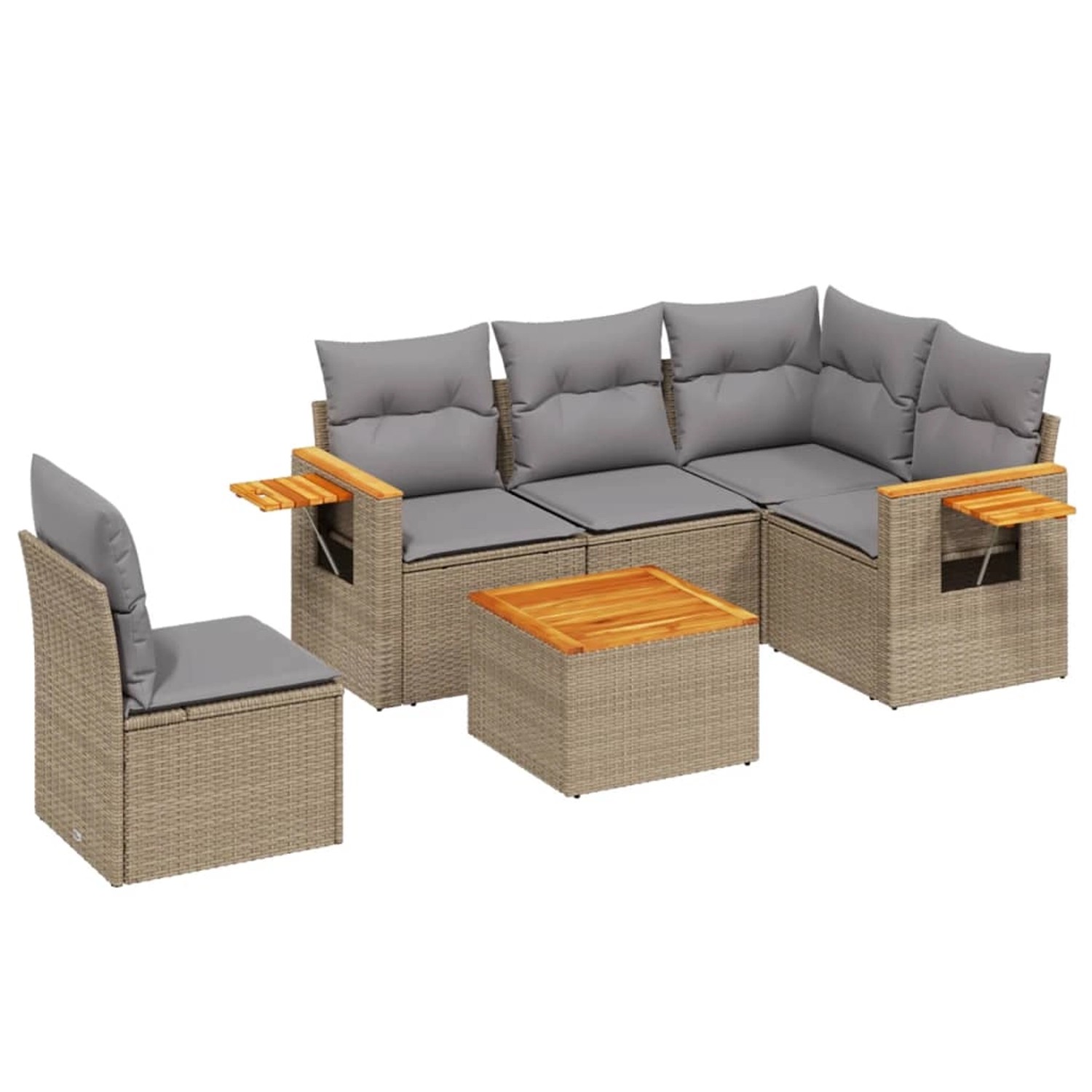 vidaXL 6-Tlg Garten-Sofagarnitur mit Kissen Beige Poly Rattan 3226822 günstig online kaufen