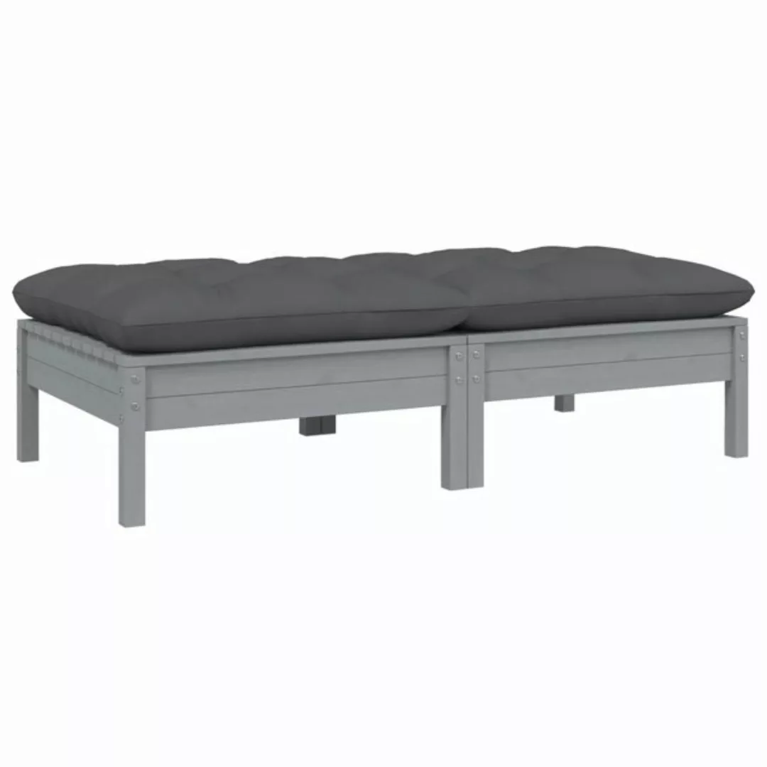 2-sitzer-gartensofa Mit Kissen Grau Massivholz Kiefer günstig online kaufen