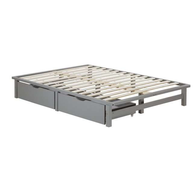 Homestyle4u Holzbett Doppelbett 140x200 inkl. Lattenrost und 2x Bettkasten günstig online kaufen