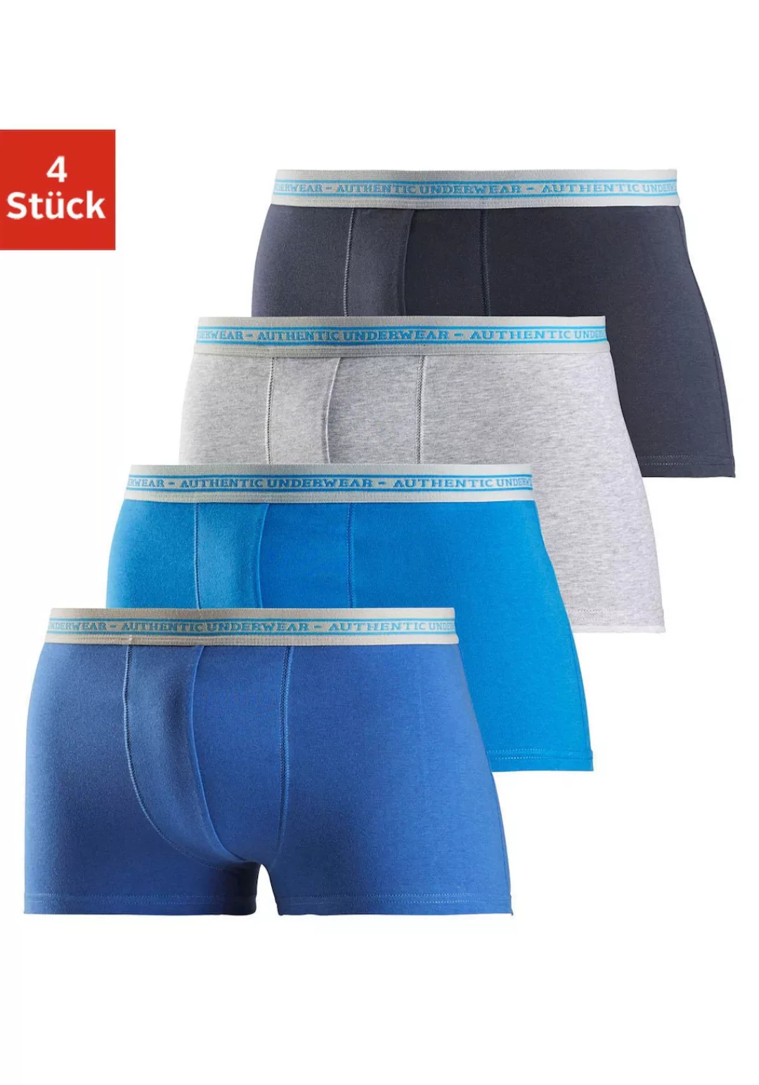 AUTHENTIC UNDERWEAR Boxer "Boxershorts für Herren", (Packung, 4 St.), schwa günstig online kaufen