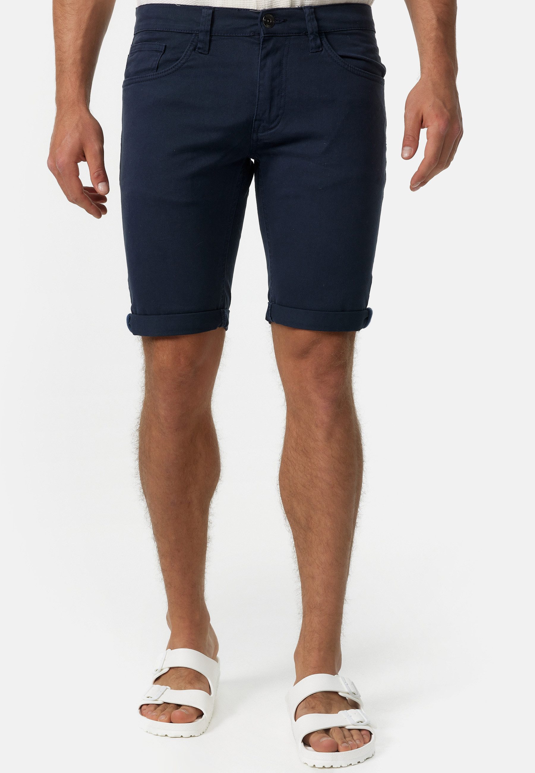Indicode Jeansshorts Villeurbanne aus elastischer Bauwoll-Qualität günstig online kaufen