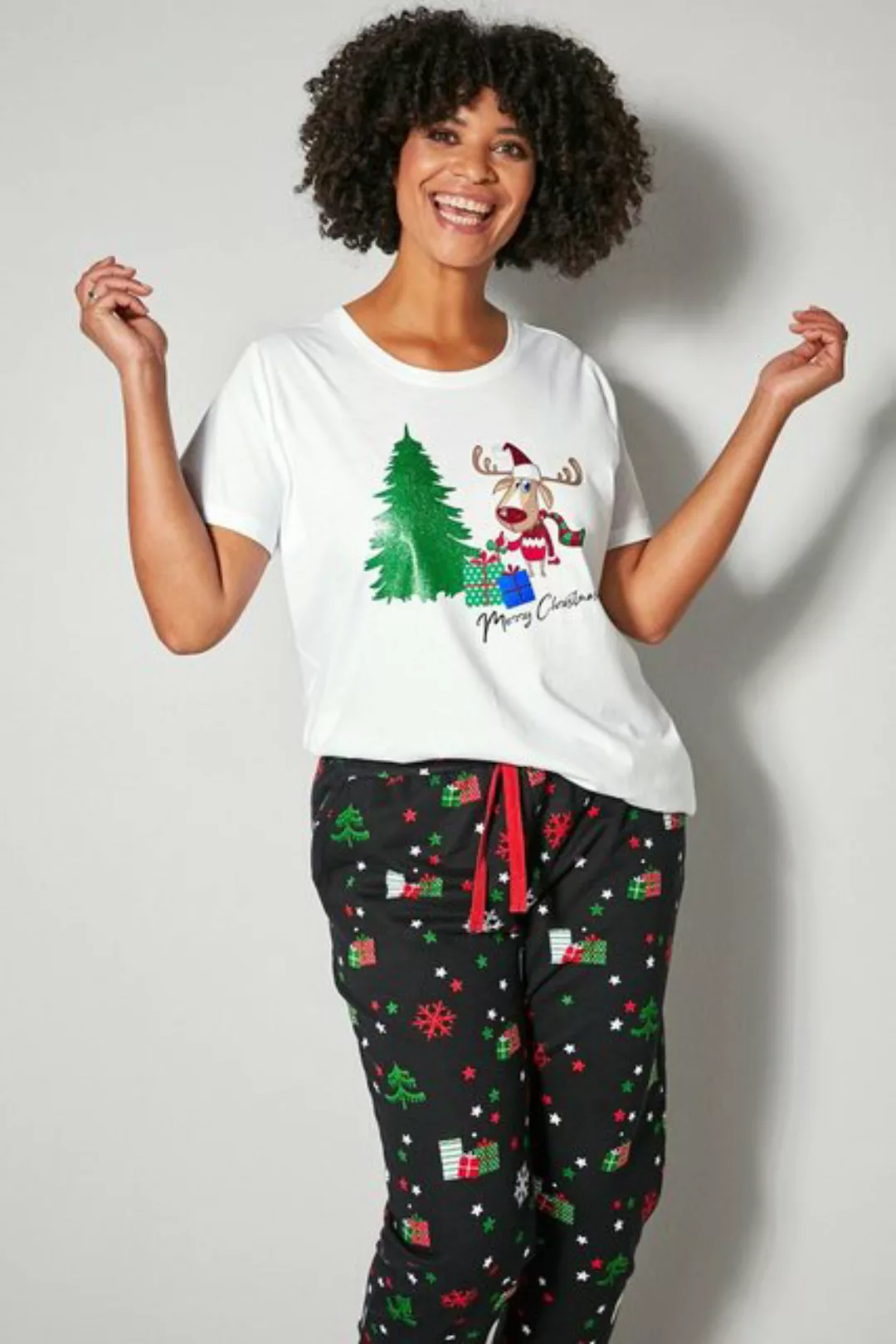 Janet & Joyce Rundhalsshirt T-Shirt Classic Fit Weihnachts-Motiv Rundhals günstig online kaufen