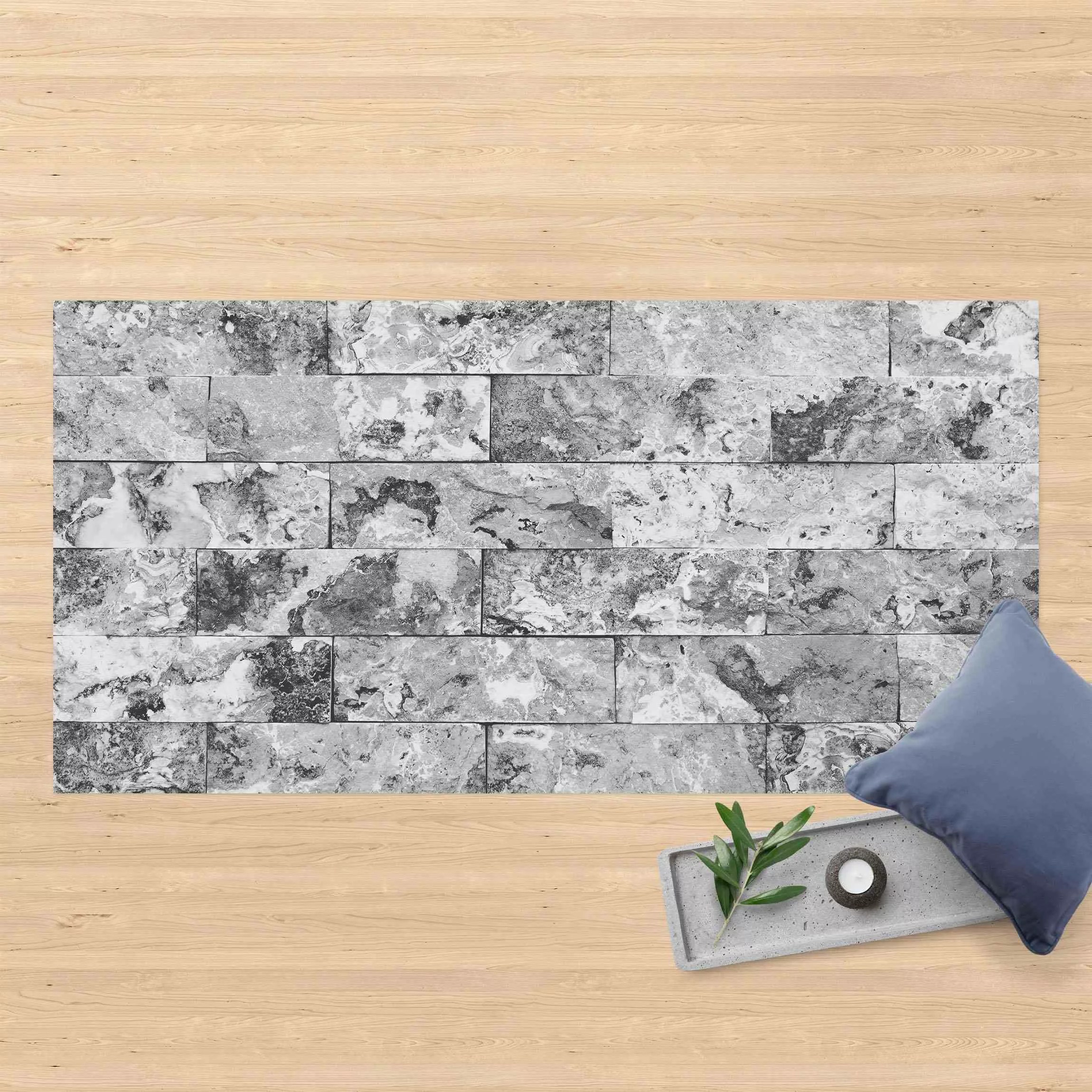 Vinyl-Teppich Steinwand Naturmarmor grau günstig online kaufen