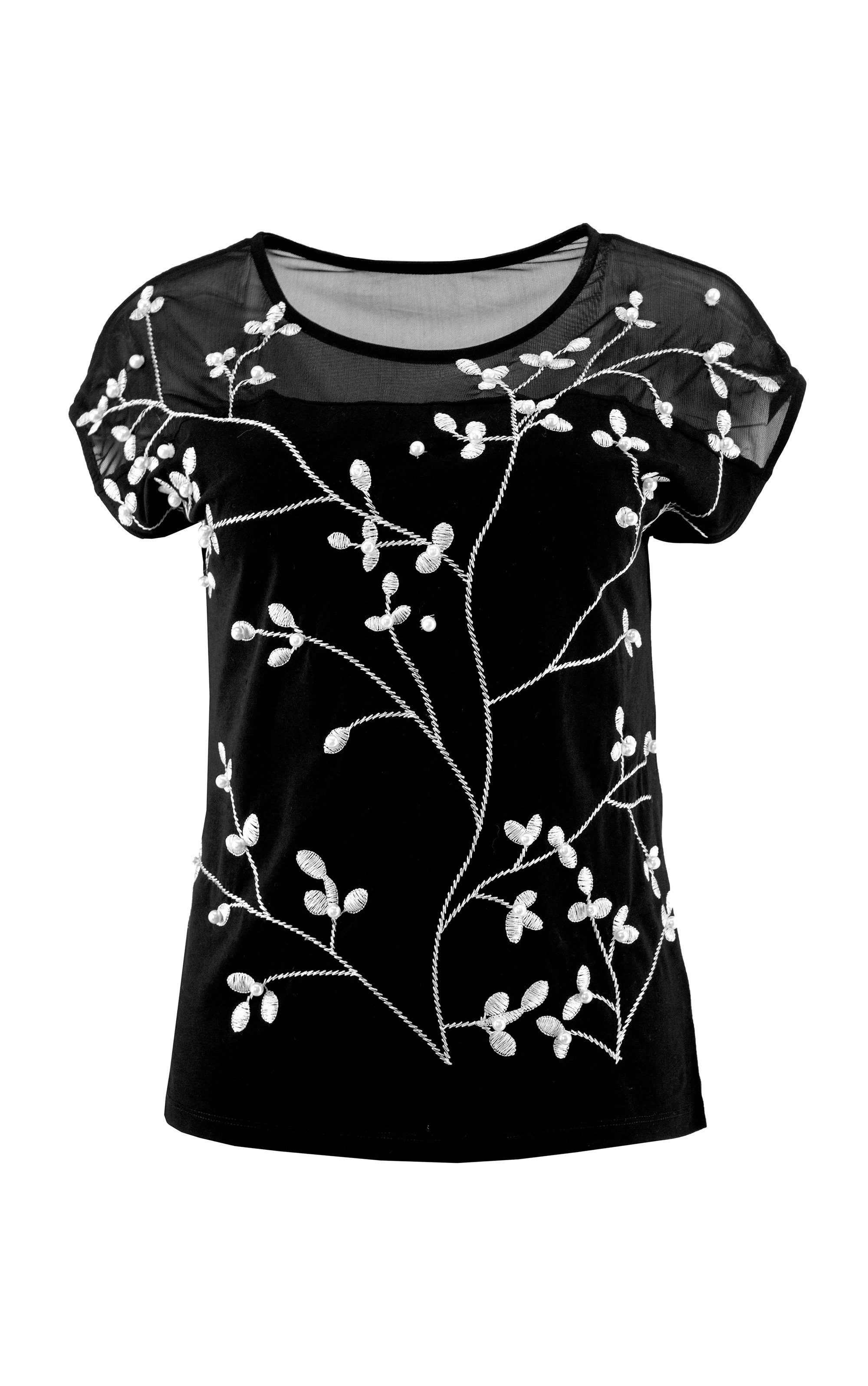 Passioni T-Shirt mit Blumenstickerei günstig online kaufen