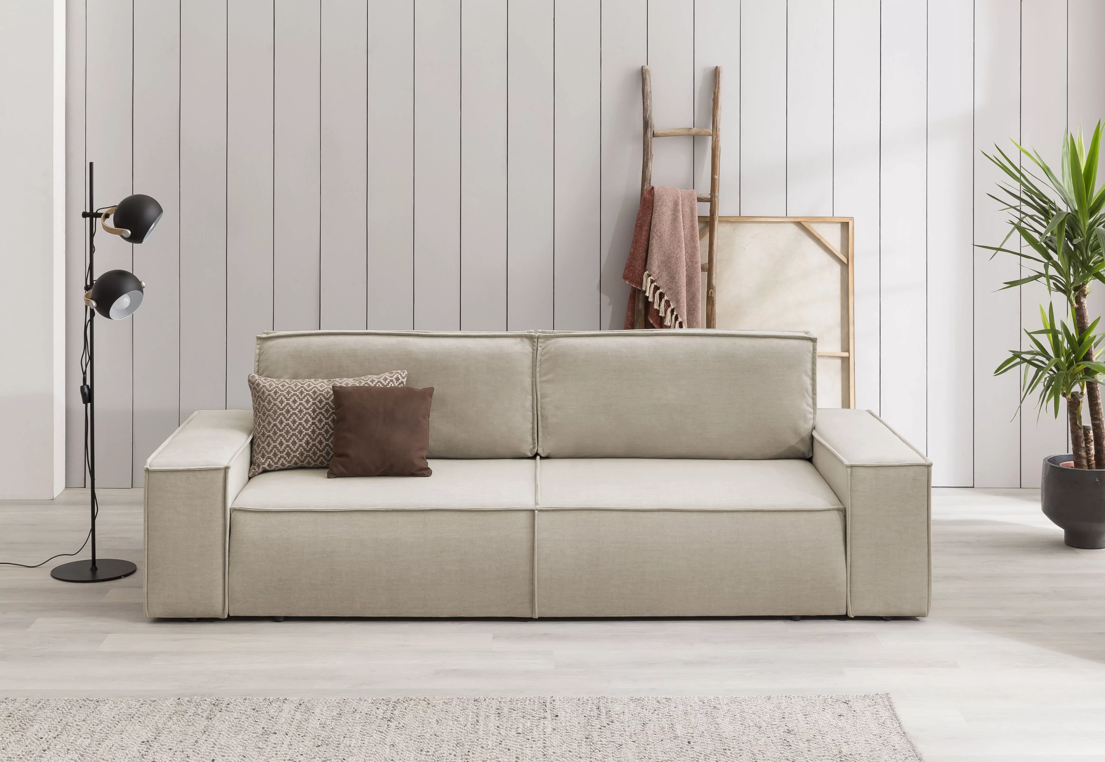 Home affaire 3-Sitzer "SHERWOOD Schlafsofa (257cm) Cord, Samtvelours, Vinta günstig online kaufen