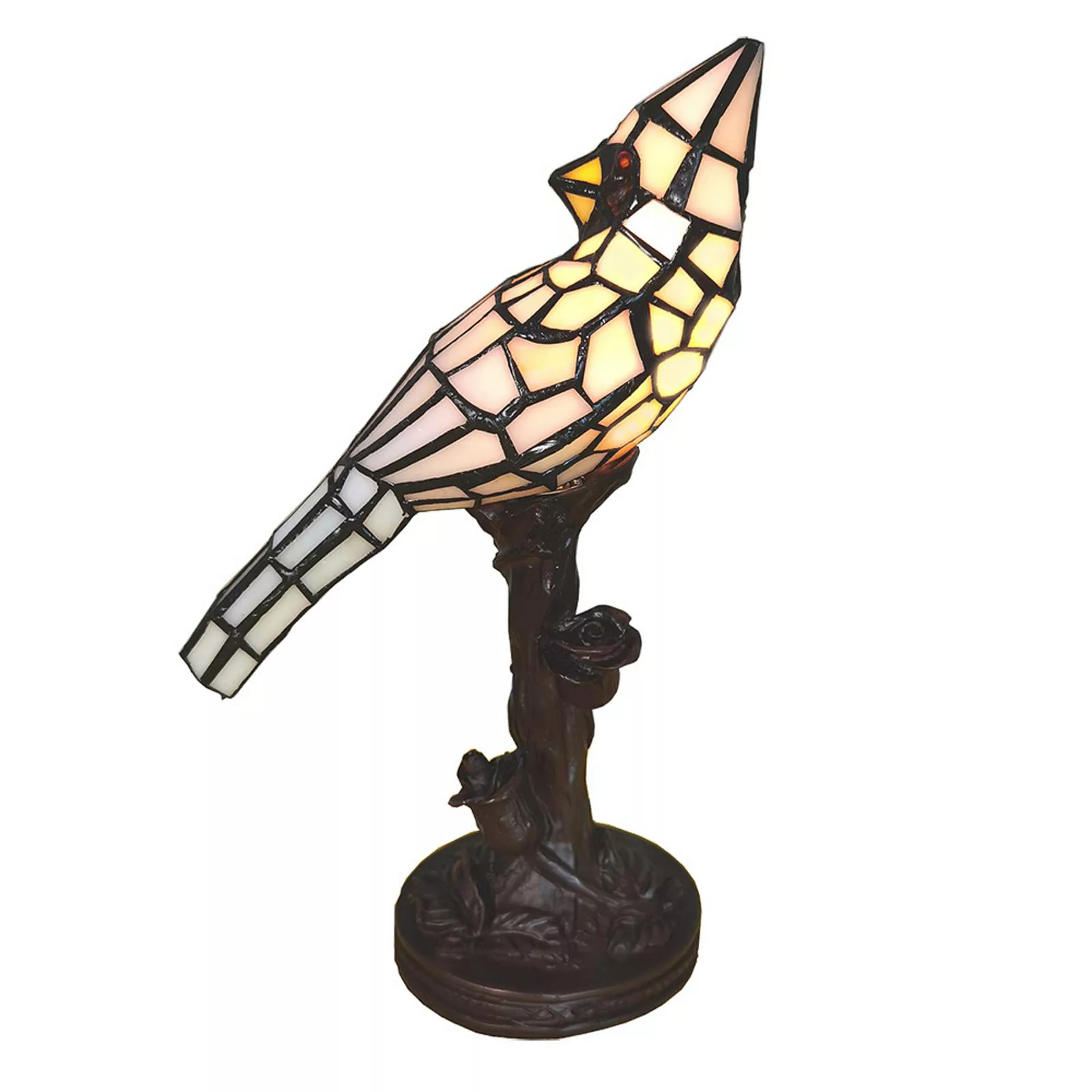 Tischlampe 5LL-6102N Vogel, creme Tiffany-Stil günstig online kaufen