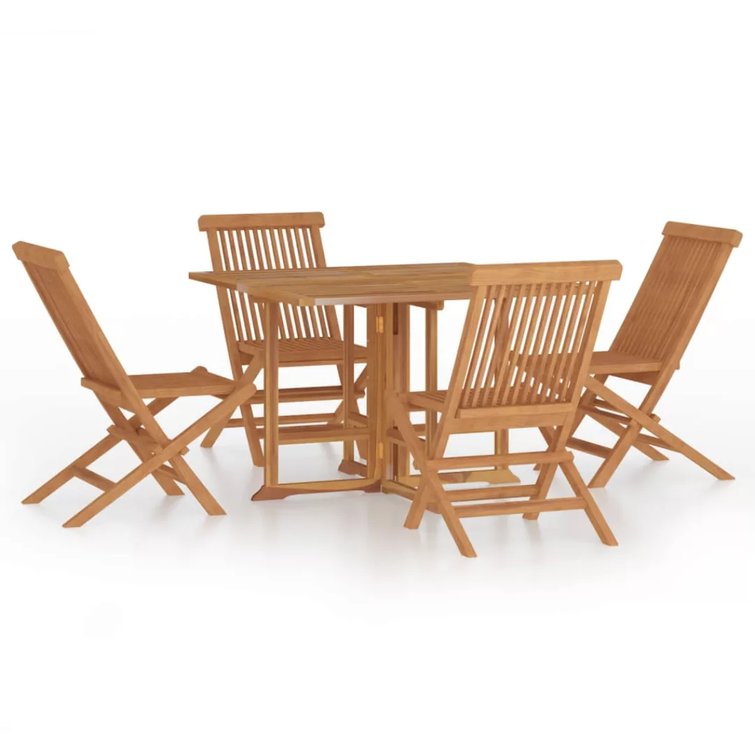 Vidaxl 5-tlg. Garten-essgruppe Klappbar Massivholz Teak günstig online kaufen