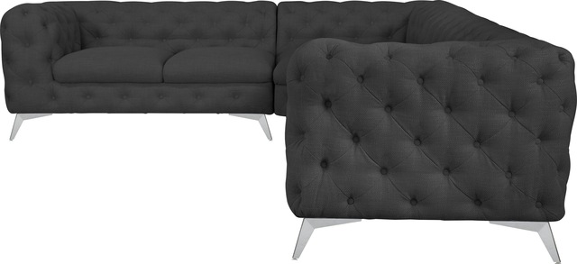 Leonique Chesterfield-Sofa "Ecksofa GLYNIS L-Form mit Wellenunterfederung, günstig online kaufen