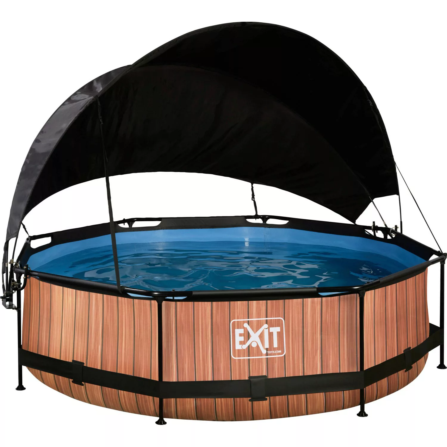 EXIT Wood Pool Braun ø 300 x 76 cm m. Filterpumpe u. Sonnensegel günstig online kaufen