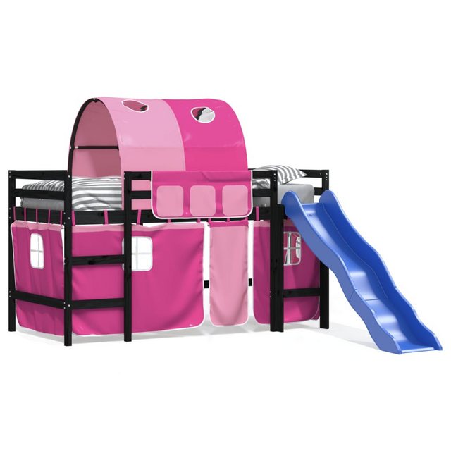 vidaXL Kinderbett Kinderhochbett mit Tunnel Rosa 90x200 cm Massivholz Kiefe günstig online kaufen