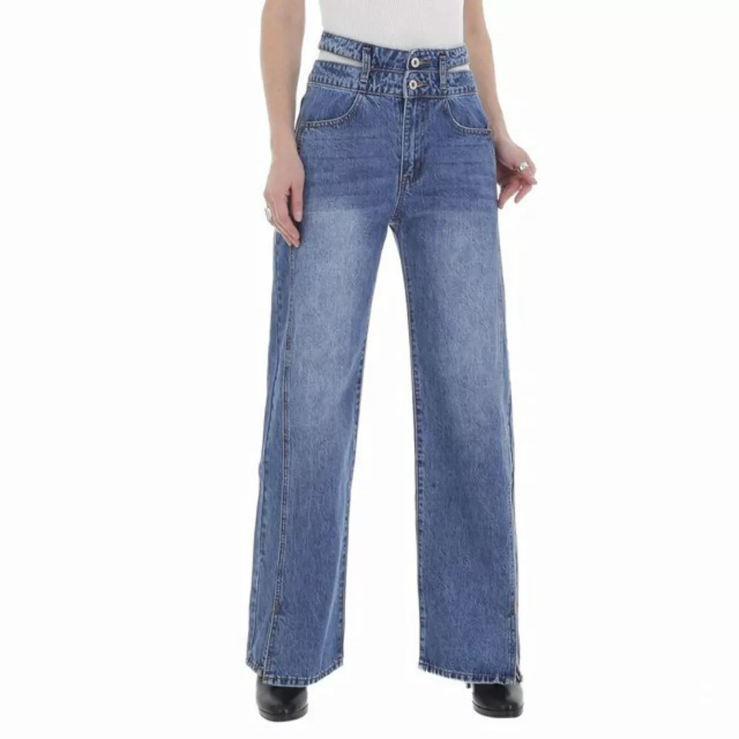 Ital-Design Weite Jeans Damen Freizeit Culotte Used-Look High Waist Jeans i günstig online kaufen