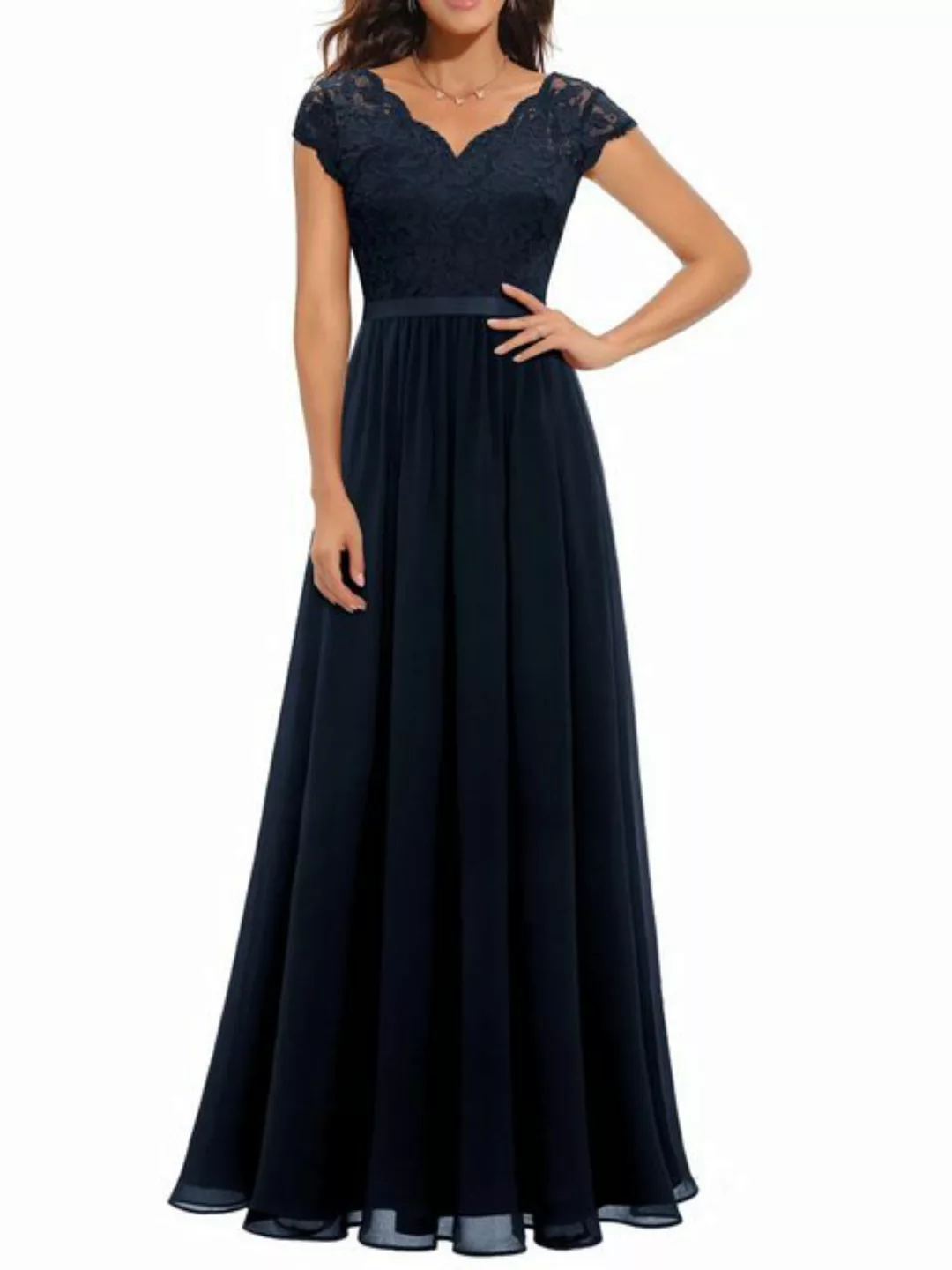 JDMGZSR Abendkleid Elegantes, mit Spitze gespleißtes Kleid mit langer Taill günstig online kaufen