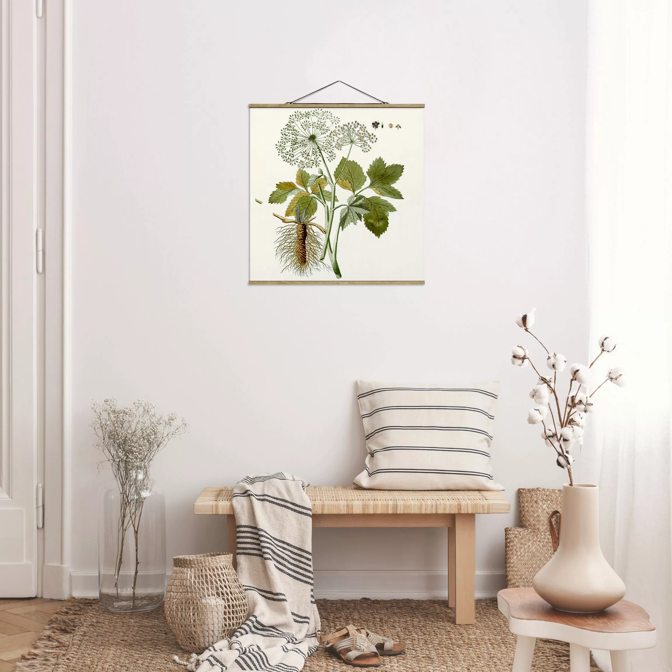 Stoffbild Blumen mit Posterleisten - Quadrat Wildkräuter Schautafel IV günstig online kaufen