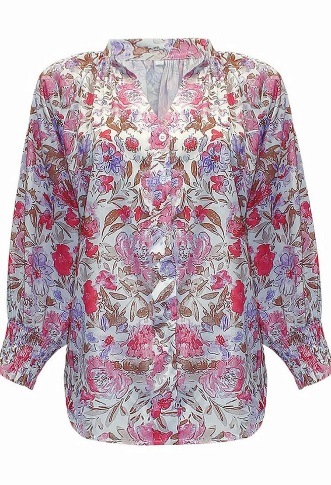 CHENIN Langarmhemd Damen Floral V-Ausschnitt Langarm Strickjacke Top Einrei günstig online kaufen