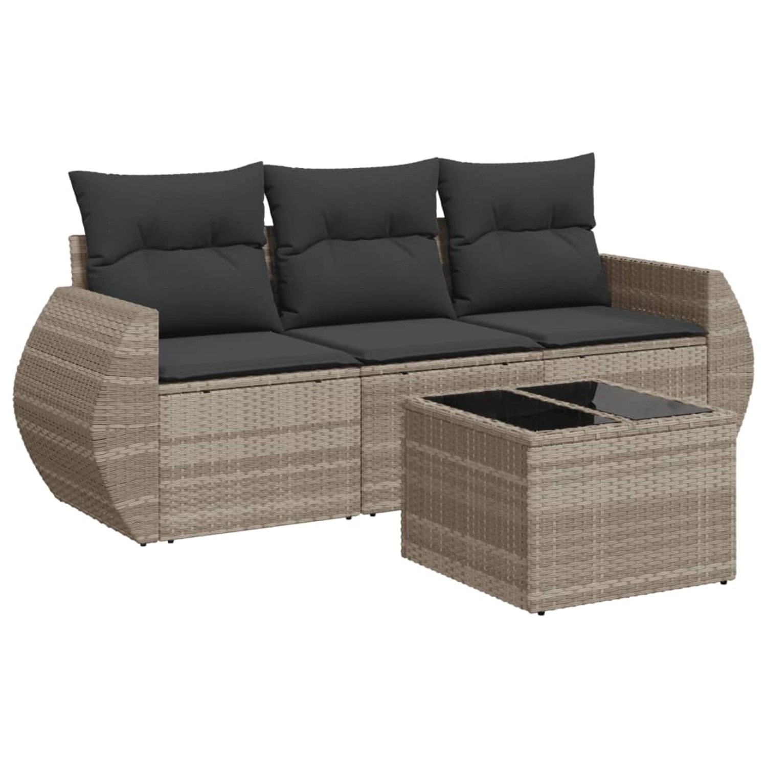 vidaXL 4-Tlg Garten-Sofagarnitur mit Kissen Hellgrau Poly Rattan 3253409 günstig online kaufen