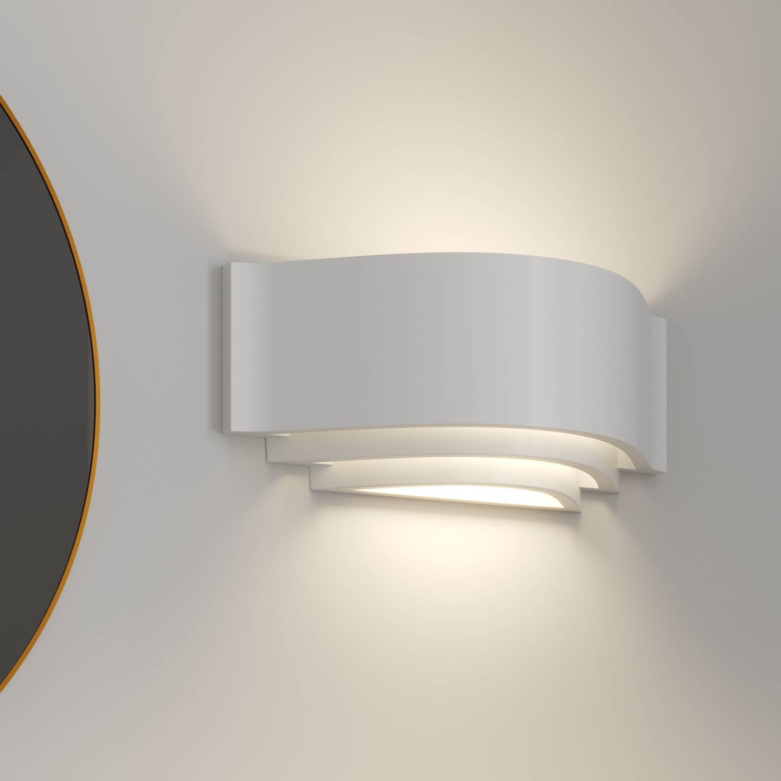 Gips-Wandlampe Amran, weiß, dreistufig günstig online kaufen