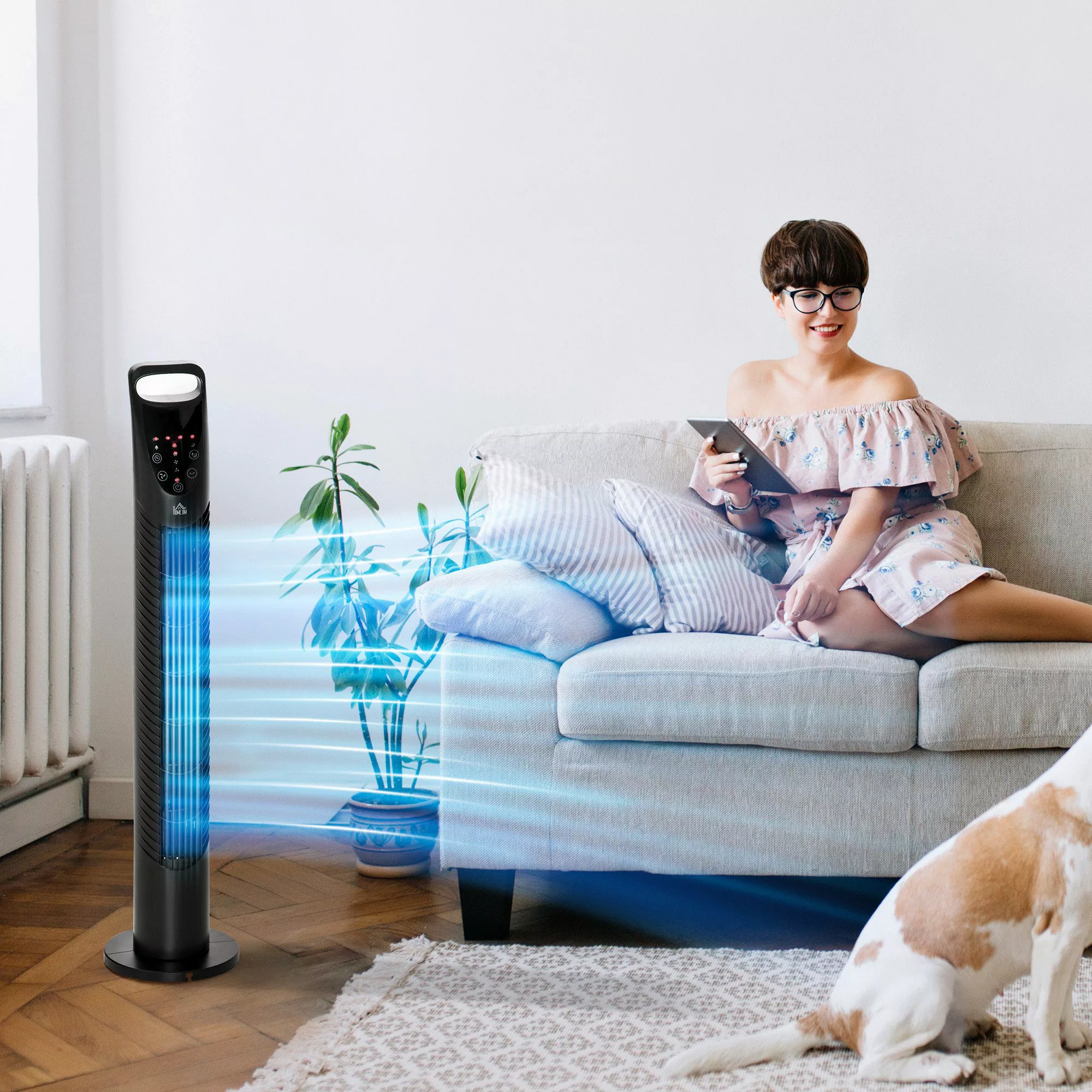 HOMCOM Turmventilator Turnmventilator mit 3 Belüftungsstufen, günstig online kaufen