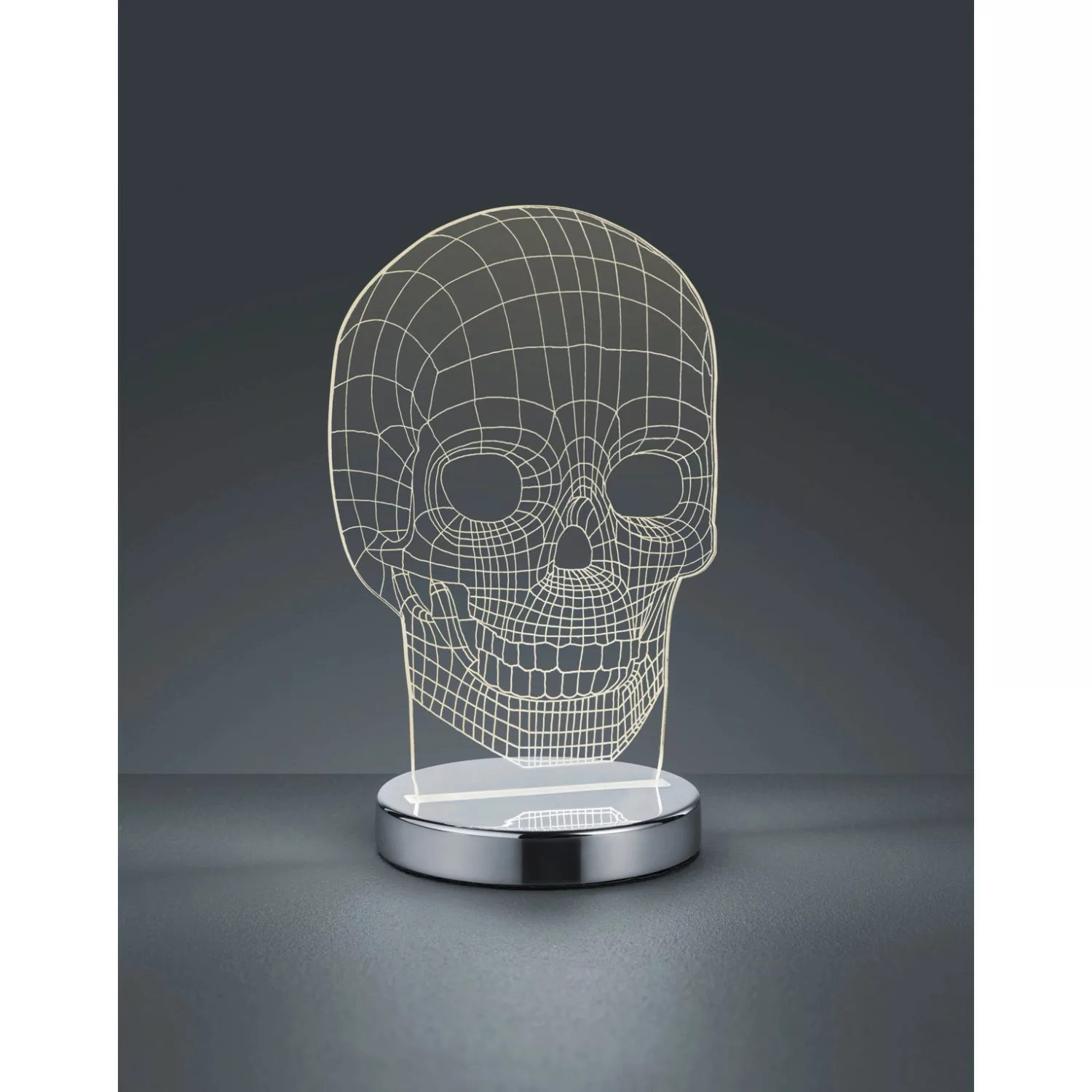 Reality LED Tischleuchte Skull 21,5 cm x 14,5 cm x 12 cm Chrom günstig online kaufen