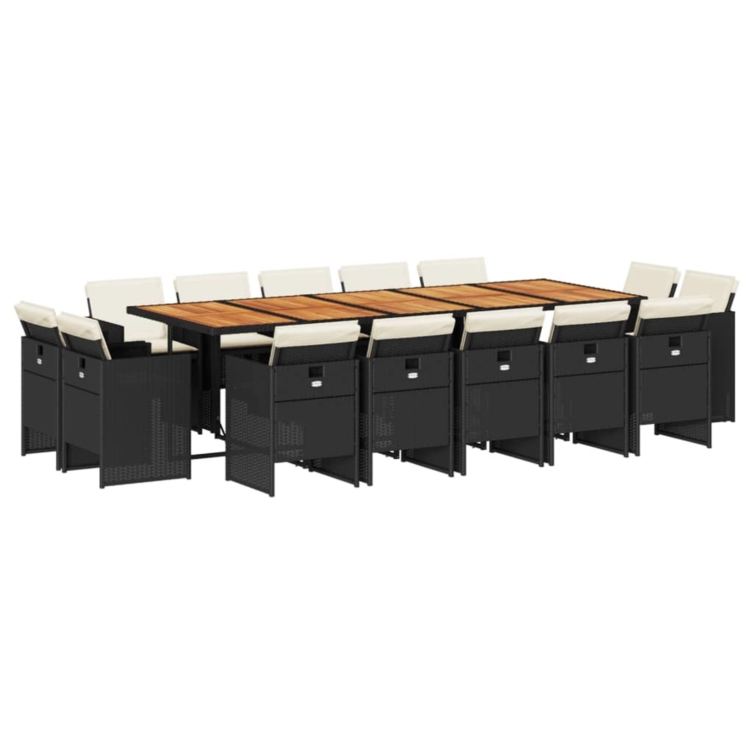 vidaXL 15-Tlg Garten-Essgruppe mit Kissen Schwarz Poly Rattan 3277826 günstig online kaufen