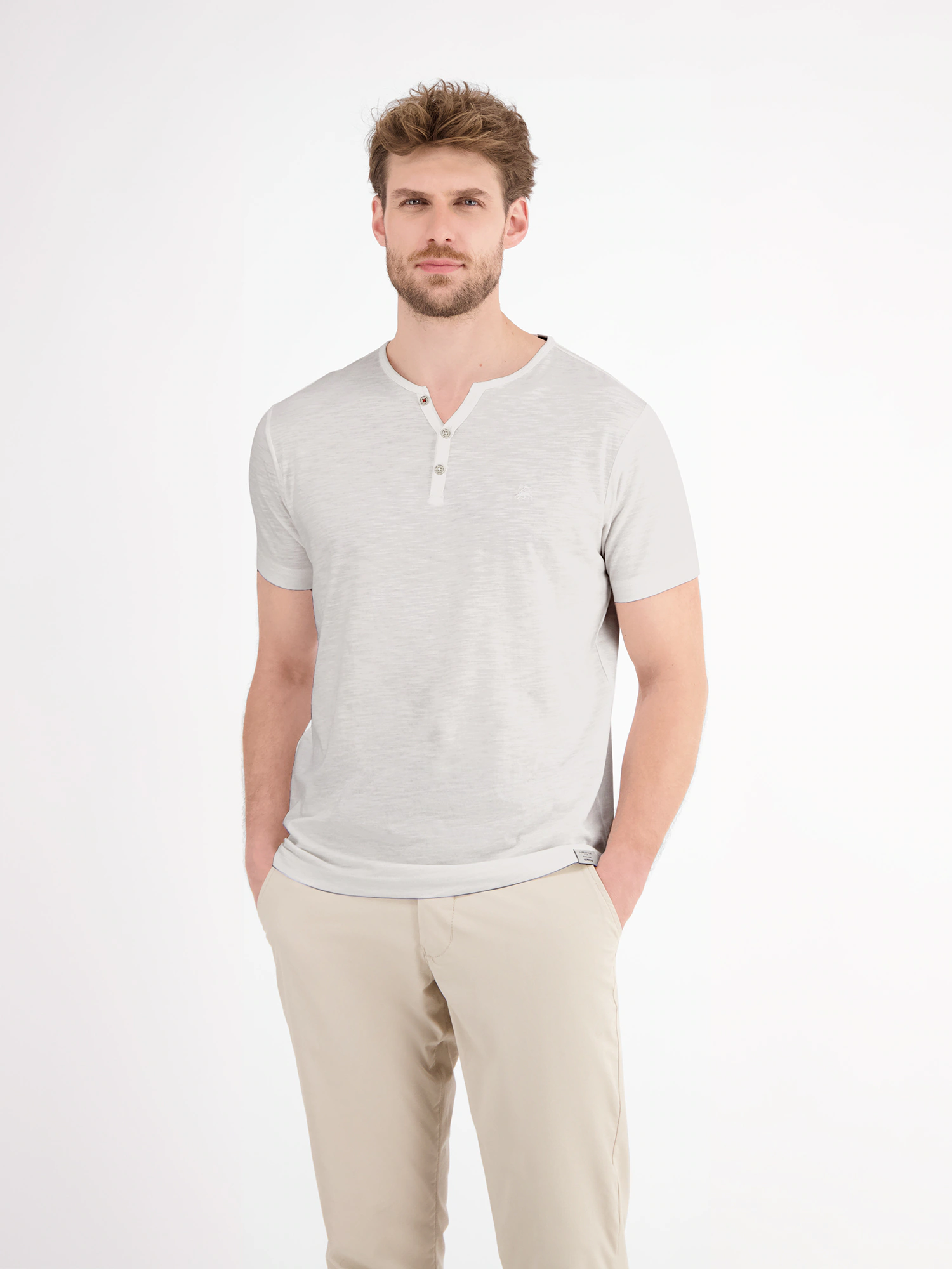 LERROS Henleyshirt "LERROS Serafino-Shirt in unifarbener Strukturware" günstig online kaufen