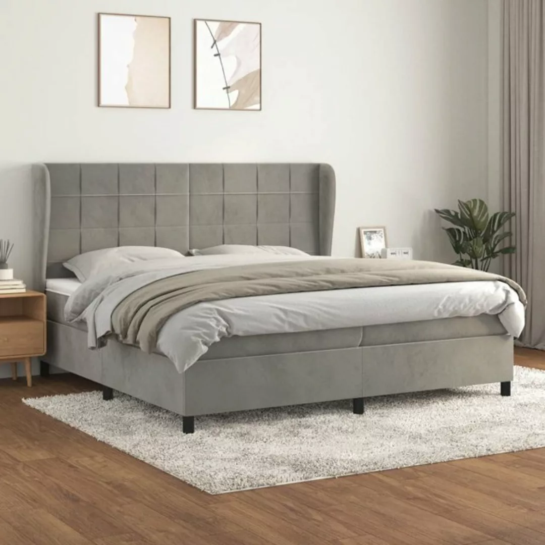 vidaXL Bettgestell Boxspringbett mit Matratze Hellgrau 200x200 cm Samt Bett günstig online kaufen