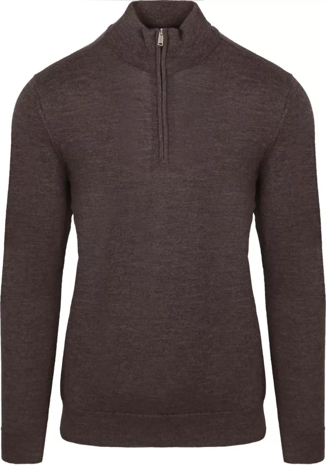 Profuomo Half Zip Pullover Merinowolle Dunkelbraun - Größe XXL günstig online kaufen