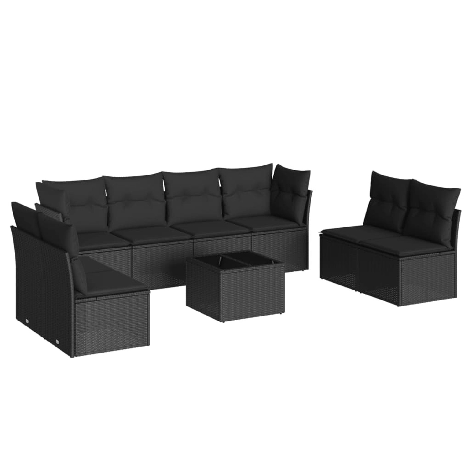 vidaXL 9-tlg Garten-Sofagarnitur mit Kissen Schwarz Poly Rattan Modell 32 günstig online kaufen