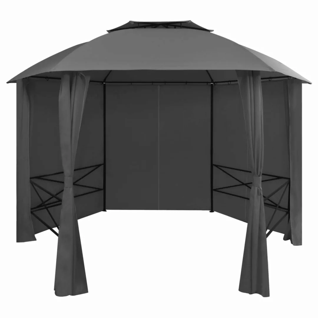 Gartenpavillon Mit Vorhängen Hexagonal 360x265 Cm günstig online kaufen