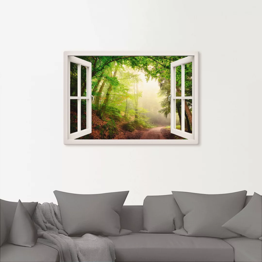 Artland Wandbild "Fensterblick Torbögen durch Bäume", Wald, (1 St.) günstig online kaufen