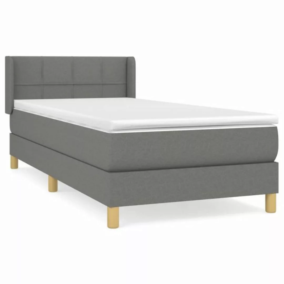 vidaXL Bettgestell Boxspringbett mit Matratze Dunkelgrau 90x200 cm Stoff Be günstig online kaufen