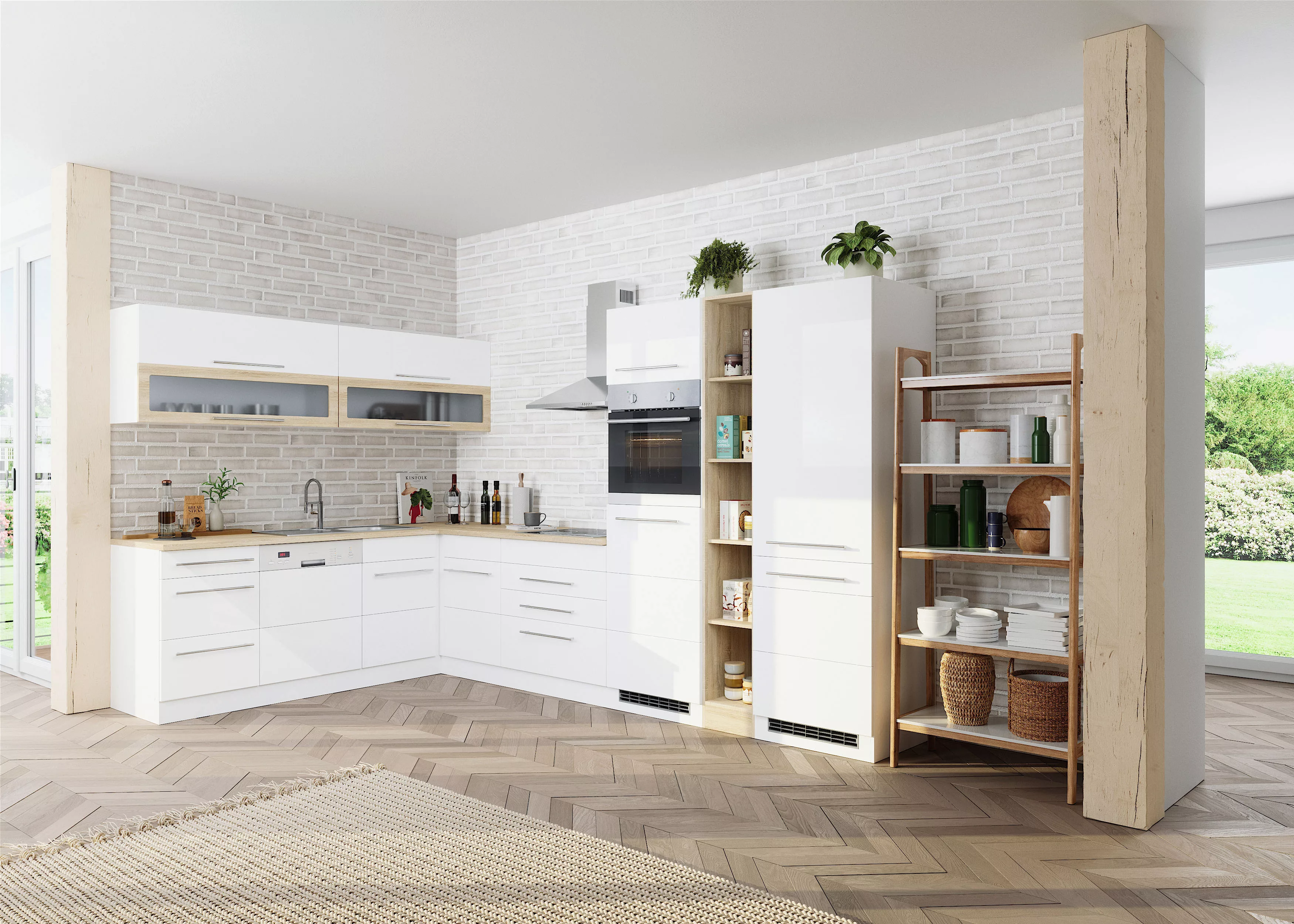 Kochstation Küche "KS-Wien", Stellbreite 220 x 340 cm, wahlweise mit E-Gerä günstig online kaufen