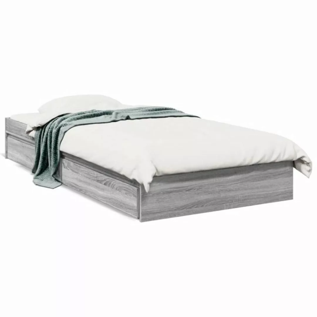 vidaXL Bett Bettgestell mit Schubladen Grau Sonoma 90x190 cm Holzwerkstoff günstig online kaufen