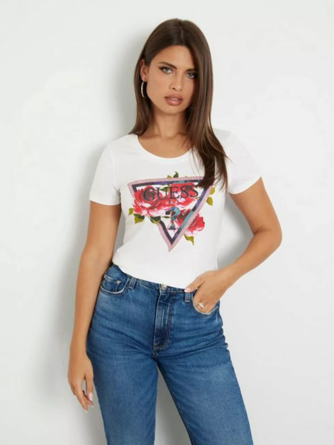 Guess T-Shirt ROSES (1-tlg) Ziersteine günstig online kaufen