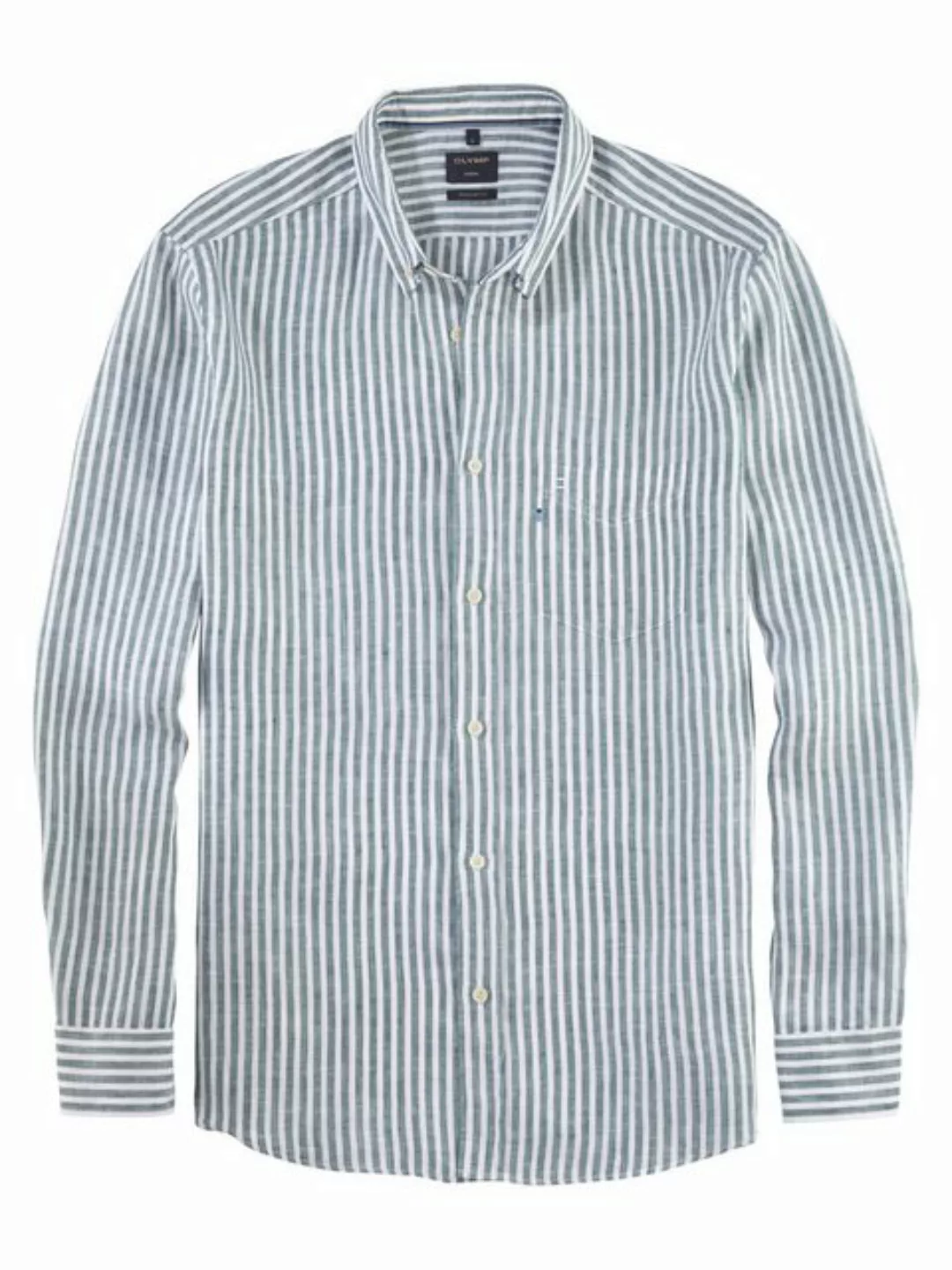 OLYMP Langarmhemd OLymp Leinenhemd regular fit streifen L (1-tlg) günstig online kaufen