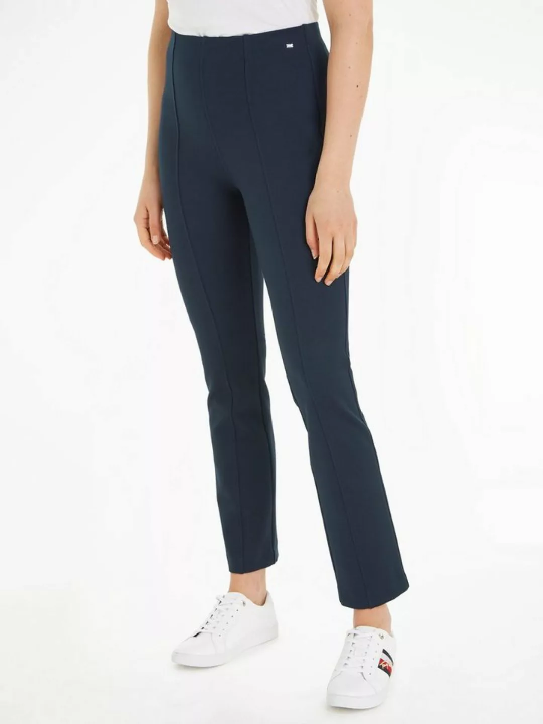 Tommy Hilfiger Strickhose SLIM ELEVATED KNITTED PANT mit Metall-Markenlabel günstig online kaufen