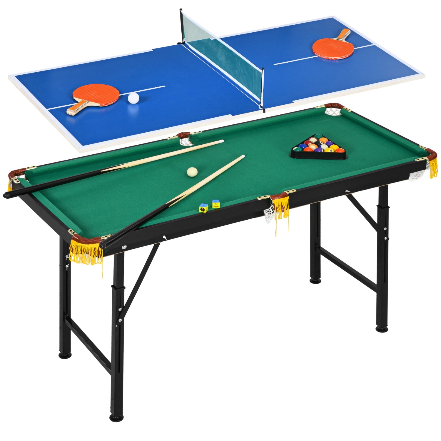 SPORTNOW Multigame Spieletisch mit Tischtennis Stahl 140 x 63 x 60-80 cm günstig online kaufen